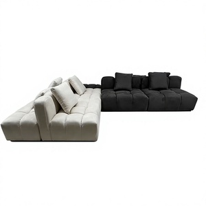 Ensemble de tissus modulaires en forme d'arc, style italien, motif pixelisé, texture crémeuse, configuration libre, pour grand salon décontracté - Product Image 2