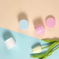 Pot cosmétique vide de luxe en plastique PP rose et bleu à double paroi, rond, avec logo personnalisé, pour crème de soin de la peau, 5g, 15g, 20g, 30g, 50g
