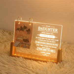 Forme <span class=keywords><strong>de</strong></span> U Led bureau calendrier lampes Base Led acrylique en bois <span class=keywords><strong>lit</strong></span> lumière 3d Photo cadre lampe pour bricolage - Product Image 2