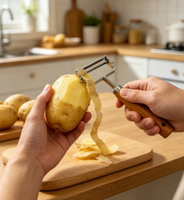 Keuken Gadgets RVS 420J2 Beukenhout Multifunctionele Meloen Fruit Tomaat Schilmes Dubbelzijdige Schilmes/Snijder/Rasp