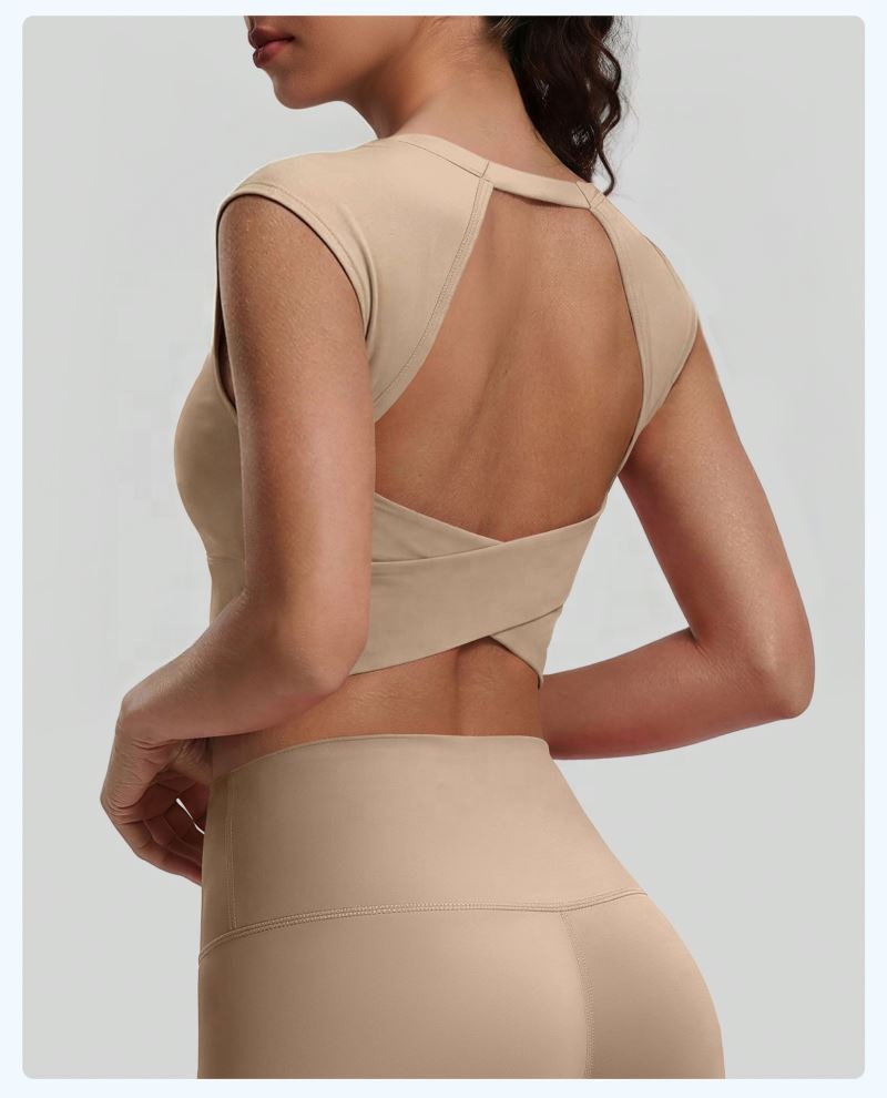 Bestseller Breathable Sweat-Wicking Spandex/Nylon Crew Neck Solid Color Backless Tank Top for Women Fitness Yoga Gym