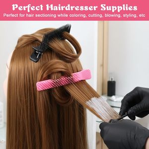 Pince <span class=keywords><strong>à</strong></span> <span class=keywords><strong>cheveux</strong></span> personnalisée pour salon de coiffure, colorée rose et noire, <span class=keywords><strong>avec</strong></span> peigne intégré, pour franges sans trace, outil de salon - Product Image 4
