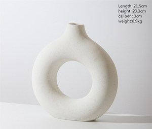 Wholesale Handmade <strong>White</strong> pink Black <strong>Cracker</strong> Khaki Frosted Surface Creative Ceramic Vase Home Decoration Circle Round Shape Vase - Product Image 5