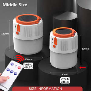 1000ワットUSB充電式LEDランタンポータブル緊急キャンプライト吊り下げ式屋外ソーラー照明 - Product Image 2