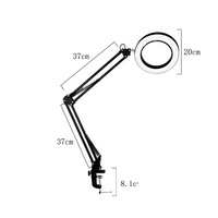 High Quality Black Adjustable Desktop Clamp Led Magnifying Glass Cold Light Beauty Lamp