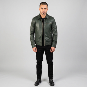 Customized Logo Printing <b>Men's</b> Full Sleeve <b>Leather</b> <b>Jacket</b> with Turn-Down Collar Stylish & High Quality <b>jacket</b> for <b>men</b> - Product Image 1