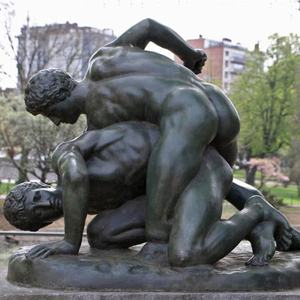 Estatua de combate de bronce para hombres, escultura desnuda de Metal, estilo griego, tamaño real, decoración al aire libre - Product Image 2