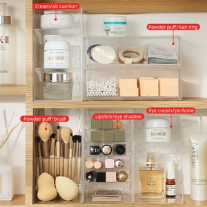 Factory Direct Plastic Cosmetics Organizer Box with Drawers Clear Jewelry <b>Chest</b> with Lid and Drawers Mirror Cabinet <b>Storage</b> Box - Product Image 2
