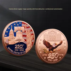 Pièces de monnaie commémoratives de collection en métal doré durable, drapeau américain, cloche de la liberté, 250e anniversaire, pour les collectionneurs - Product Image 6