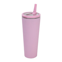 Vaso térmico cilíndrico de acero inoxidable 304 de doble pared con tapa deslizante para pajita, acabado mate, estándar, a prueba de fugas, bajo MOQ