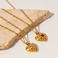 CZ coeur lave forme pendentif collier pêche coeur 18K pvd acier inoxydable clavicule chaîne pour les femmes