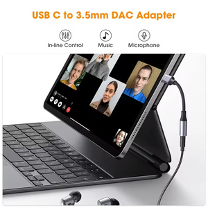 Adaptateur audio USB-C 3,5 mm 2026 avec câble DAC numérique 16 bits 48 kHz, dongle jack casque pour haut-parleurs et microphones 4K - Product Image 5