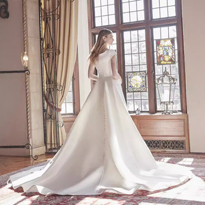 Satin Wedding Dress A-Line Sweetheart Neckline Natural Waistline Simple Solid Color Polyester Fabric 2026 New Style - Product Image 4