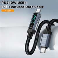 Câble de charge rapide USB-C 240W avec affichage LED et puce E-Marker, prix usine, pour ordinateurs portables, smartphones et tablettes