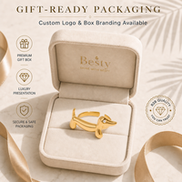 Bague ouverte Teckel en acier inoxydable plaqué or PVD 18K, étanche, hypoallergénique, pour femme, idéale pour mariage et fête, vente en gros, design personnalisé