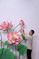 Fleur artificielle géante en EVA faite à la main, imperméable, en forme de lotus, écologique, pour extérieur, centre commercial, mariage, scène de Thanksgiving