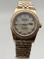 Montre à mouvement NH05, montre en or rose avec calendrier et jour de la semaine, matériau en acier inoxydable 904L, cadran serti de diamants, montre pour femme, boîtier de 31 mm
