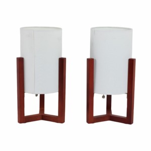 Lampade da Tavolo Cilindriche in Legno con Paralume Bianco, Illuminazione Decorativa per Camera da Letto, Soggiorno, Comodino, Arredamento Casa - Product Image 4