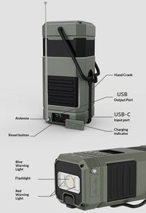 Radio meteorológica de emergencia portátil multibanda con manivela solar y linterna LED para supervivencia - Product Image 5
