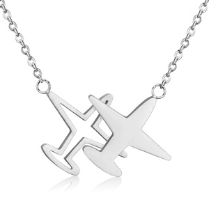 Collar con Colgante de Avión de Moda, Cadena de Acero Inoxidable Color Oro Brillante, Joyería Unisex, Regalo al por Mayor - Product Image 3