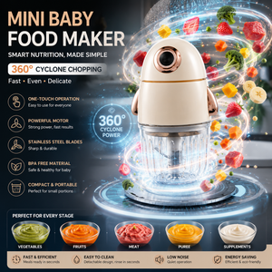 Schattige <span class=keywords><strong>cartoon</strong></span> elektrische draagbare plastic mini-voedselprocessor knoflookhakker plug-in babyvoedselmaker puree blender hakken mengen - Product Image 3