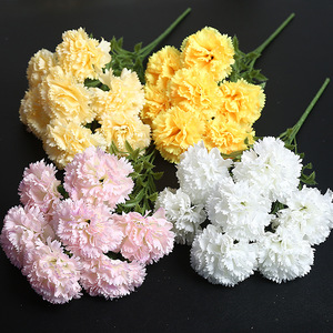 Fiori Artificiali, Bouquet di Garofani a 7 Teste, Materiali Floreali per Decorazioni Domestiche, Composizioni Floreali per Interni ed Esterni - Product Image 1
