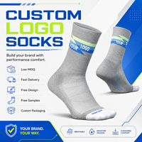 Chaussettes de sport pour hommes avec logo personnalisé, mi-mollet, respirantes, en tricot, pour la course à pied, antibactériennes, en coton, pour les sports de plein air