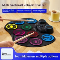 Batterie électronique portable pliable avec caisse claire à percussion latérale, haut-parleur intégré, rechargeable, idéal pour cadeau, vente en gros