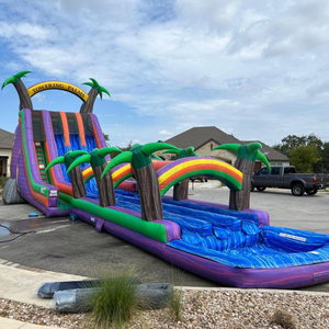 Scivolo d'Acqua Gonfiabile Gigante <span class=keywords><strong>per</strong></span> <span class=keywords><strong>Feste</strong></span> all'Aperto, Castello Gonfiabile con Scivolo Acquatico Tropicale Lungo <span class=keywords><strong>per</strong></span> Bambini e <span class=keywords><strong>Adulti</strong></span> - Product Image 3