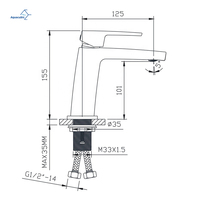 Robinet de lavabo moderne en laiton de luxe à un seul robinet, vente directe d'usine pour hôtels