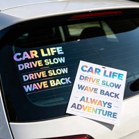 Autocollant holographique personnalisé imperméable auto-adhésif pour vitre de voiture, vinyle découpé, logo, lettrage, autocollants laser pour pare-brise