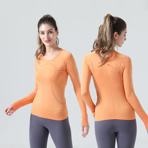 Nouveau T-shirt de yoga pour femme à manches trois-quarts, haut de sport respirant pour la course et le fitness, vêtement de sport uni à séchage rapide - Product Image 3