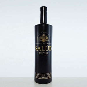 750ml <span class=keywords><strong>700ml</strong></span> bespoke lụa màn hình decal in phun dập nổi logo Đen Vodka Gin Whisky chai thủy tinh - Product Image 1