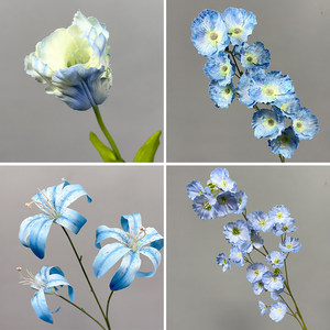 Fleurs artificielles en soie série bleue, haut de gamme, réalistes, bouquets faits main pour événements de mariage, fleurs d'allée, décoration intérieure - Product Image 3