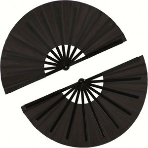 2025 Custom Eco-friendly <b>Large</b> Plastic Ribs Fabric Folding Hand <b>Fans</b> Personalized Painted Logo Plastic Crafts for Personal Use - Product Image 2