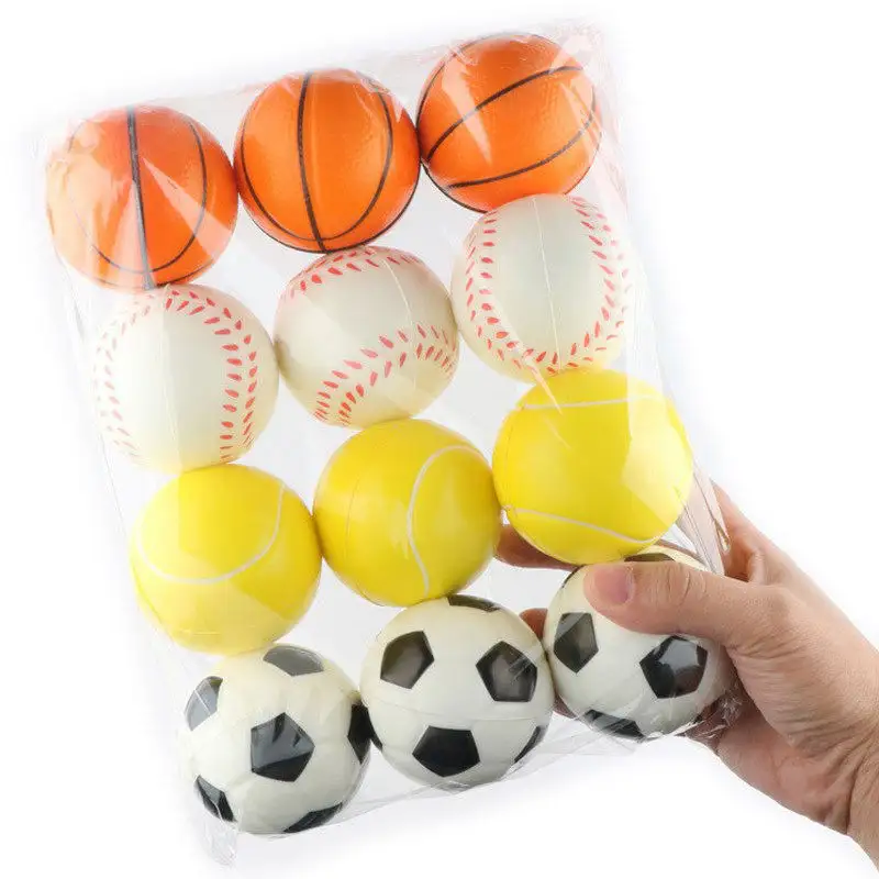 2023 Hotselling 6.3cm Custom Logo Foam Soccer Ball Basketball Tennis Football anti Stress Ball pu Foam Stress Ball