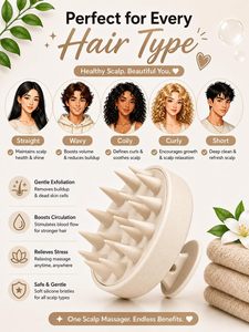 Custom Logo Wheat Silicone <b>Bath</b> Scalp Scrubber Exfoliating Shampoo Brush Female Hair Growth & Head Massager Massaging Hair Brush - Product Image 4