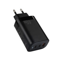 Chargeur USB C 65W 2C1A CE GaN PD QC 3.0 Charge rapide compatible avec les ordinateurs portables iPad Pro iPhone 15 Pro Max 13 Galaxy