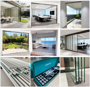<span class=keywords><strong>Porte</strong></span> coulissante panoramique en verre sans cadre à 4 panneaux avec fermeture douce, verre <span class=keywords><strong>de</strong></span> 8 mm, pour villa, bureau, <span class=keywords><strong>patio</strong></span>, balcon, véranda - Product Image 2