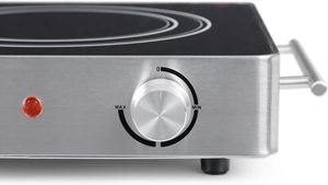 Cocina Eléctrica de Cerámica Universal para Exteriores de 3000W, Doble Quemador, <span class=keywords><strong>Placa</strong></span> Radiante Infrarroja con Tapa de Vidrio y Asa de Acero Inoxidable - Product Image 4