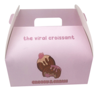 Boîtes pliantes à croissants Coffrets cadeaux roses Boîtes en papier de qualité alimentaire pour magasin