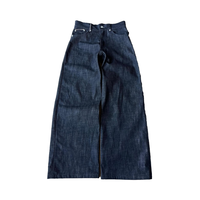 Jean en denim décontracté pour homme, coupe ample, style vintage, avec boutons, tricoté, respirant, séchage rapide, délavage à la pierre, coupe droite ample