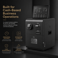 Borne de vente en libre-service avec terminal Android POS, accepteur de billets et de pièces, et recycleur de monnaie compact