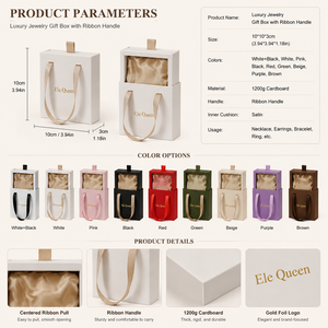 Custom Drawer Jewelry <b>Box</b> with Ribbon Handle Luxury Packaging for Jewelry Brands <b>Gift</b> Presentation and Retail Stores - Product Image 2