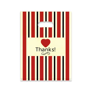 Sacs de marchandises <span class=keywords><strong>en</strong></span> plastique HOYO à rayures rouges et à carreaux, sacs à poignée découpée avec imprimé cœur et <span class=keywords><strong>fleurs</strong></span> pour la vente au détail et les boutiques - Product Image 4