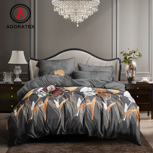 Custom Printed Fabric Ultra Soft <strong>Bed</strong> Sheet <strong>Set</strong> with Flowers Printing Design Drapes for Living Room Bedroom All Season - Product Image 1