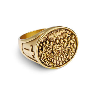 Last Supper Cross Stainless Steel <b>Ring</b> Unisex Fashion Jewelry Gift Gold Silver Tone - Product Image 5