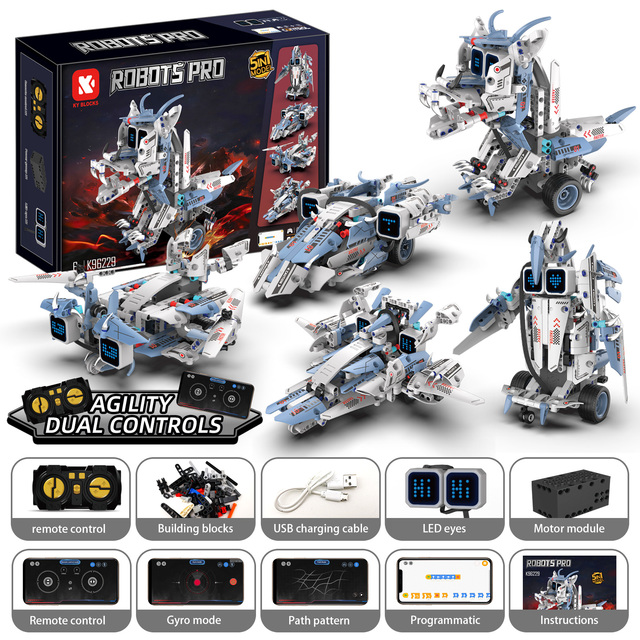 2026 New Toy App-Controlled Programmable Robot Building Block Set Featuring LED Eyes Motor Modules, Gyroscope Mode and Path Mode