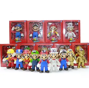 10 cm dengan kotak berwarna PVC hadiah plastik hadiah untuk anak-anak gambar Mario Bros Super Mario Mario Mario mainan