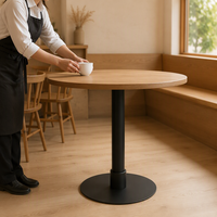 Base de table ronde en métal noir mat sur mesure OEM, support de table à manger à piétement unique thermolaqué pour restaurant et café